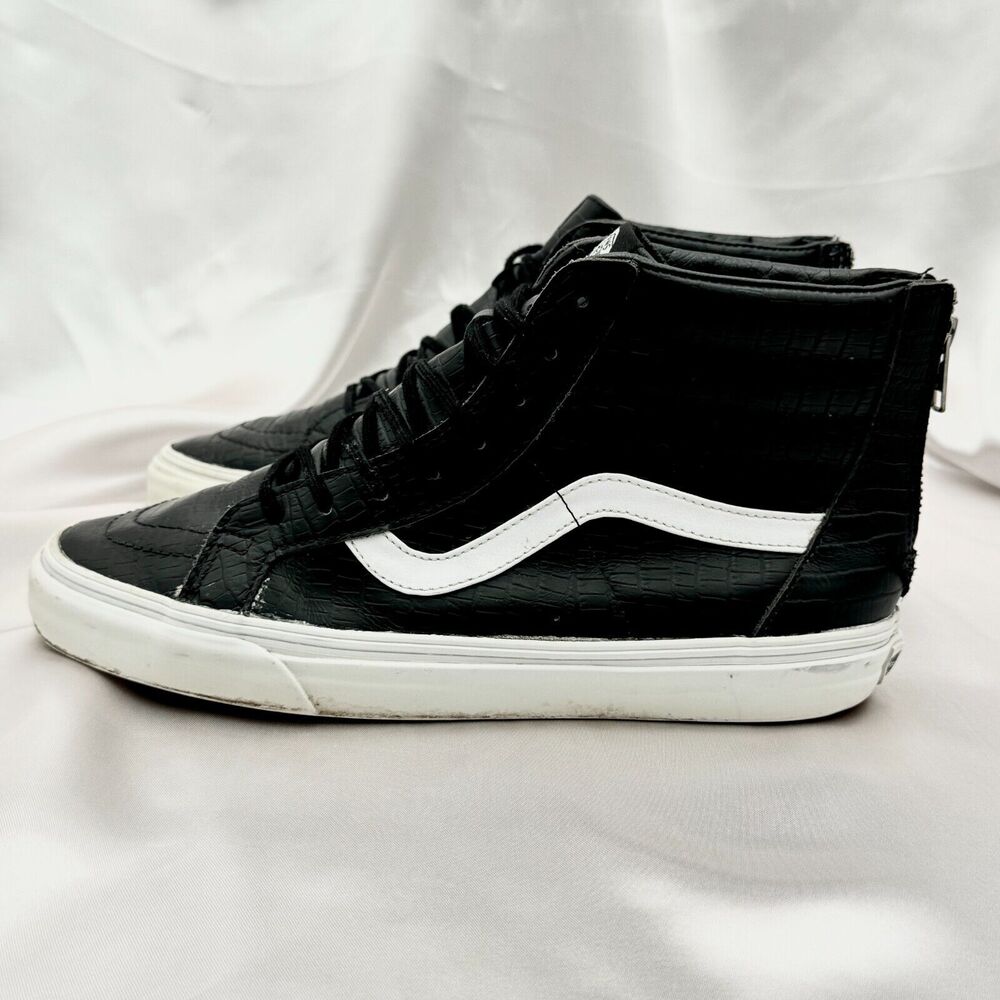 Vans SK8-Hi Zip CA 'Croc Leather' Black Men’s Sz 9.5 Sneakers Shoes
